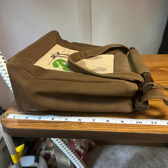 Vintage Road Runner Purse Tote Bag Embroidered Dessert Cottage Core Wooden - Picture 10 of 12